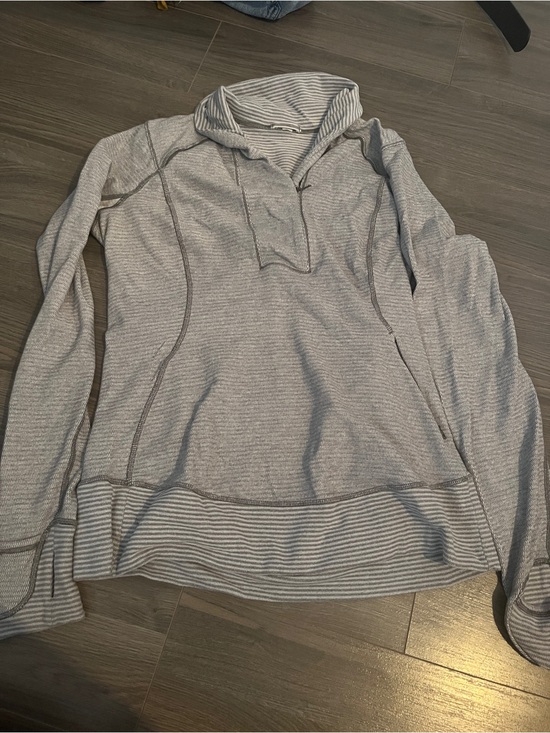 lululemon athletica Sweaters - lululemon athletica Light Gray Striped Cowl Pullover